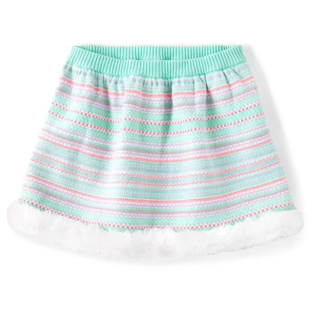 Gymboree Girls Polar Party Knitted Pink Fairisle Colorful Sweater Skirt Size 6